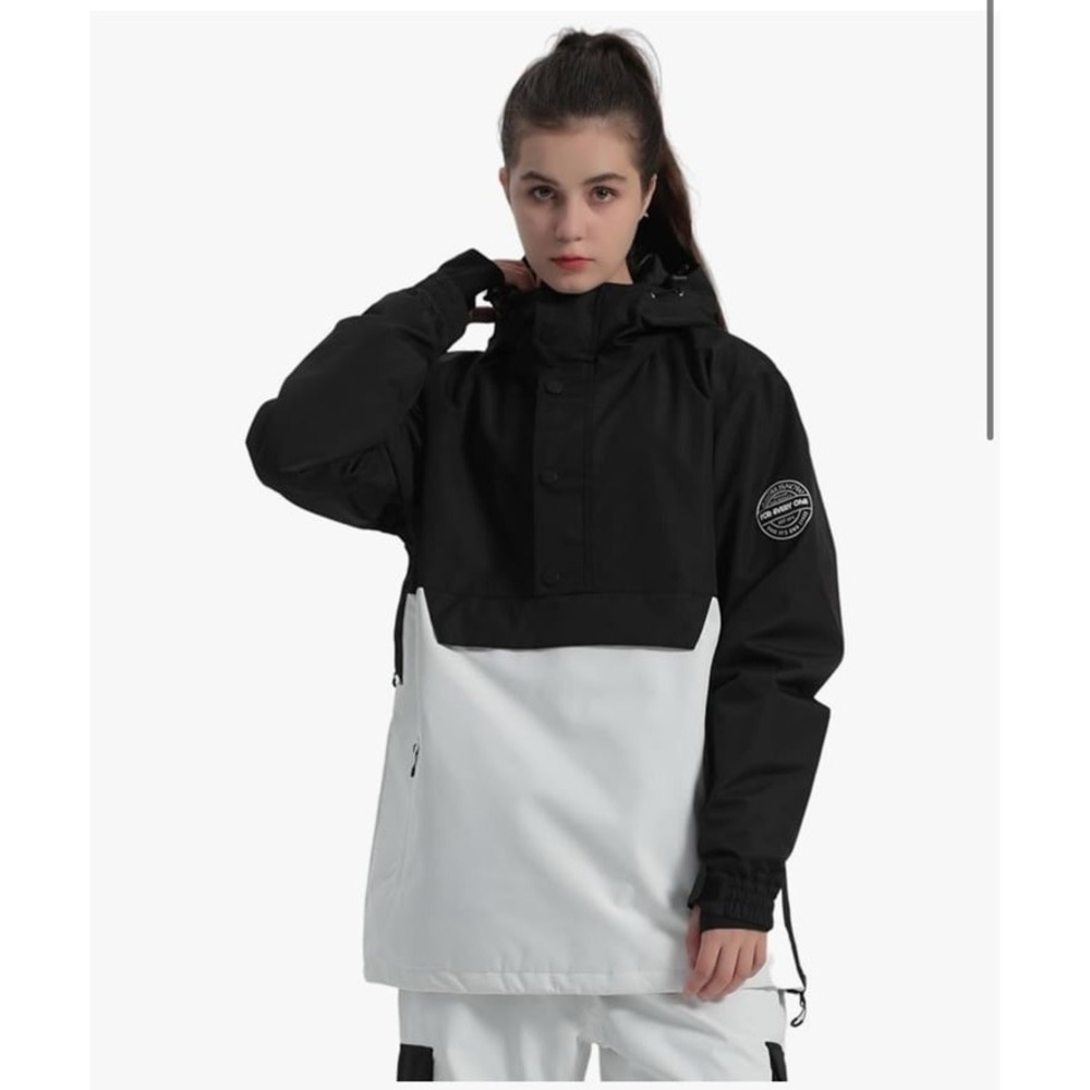 GSOU SNOW Ski Snowboard Jacket Winter Waterproof Pullover Anorak Black White L